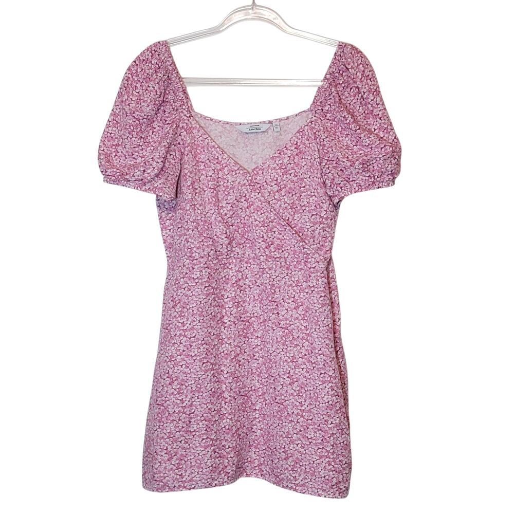 & Other Stories Floral Puff Sleeve Mini Dress Linen Blend Pink White Fitted 8 - Picture 2 of 16